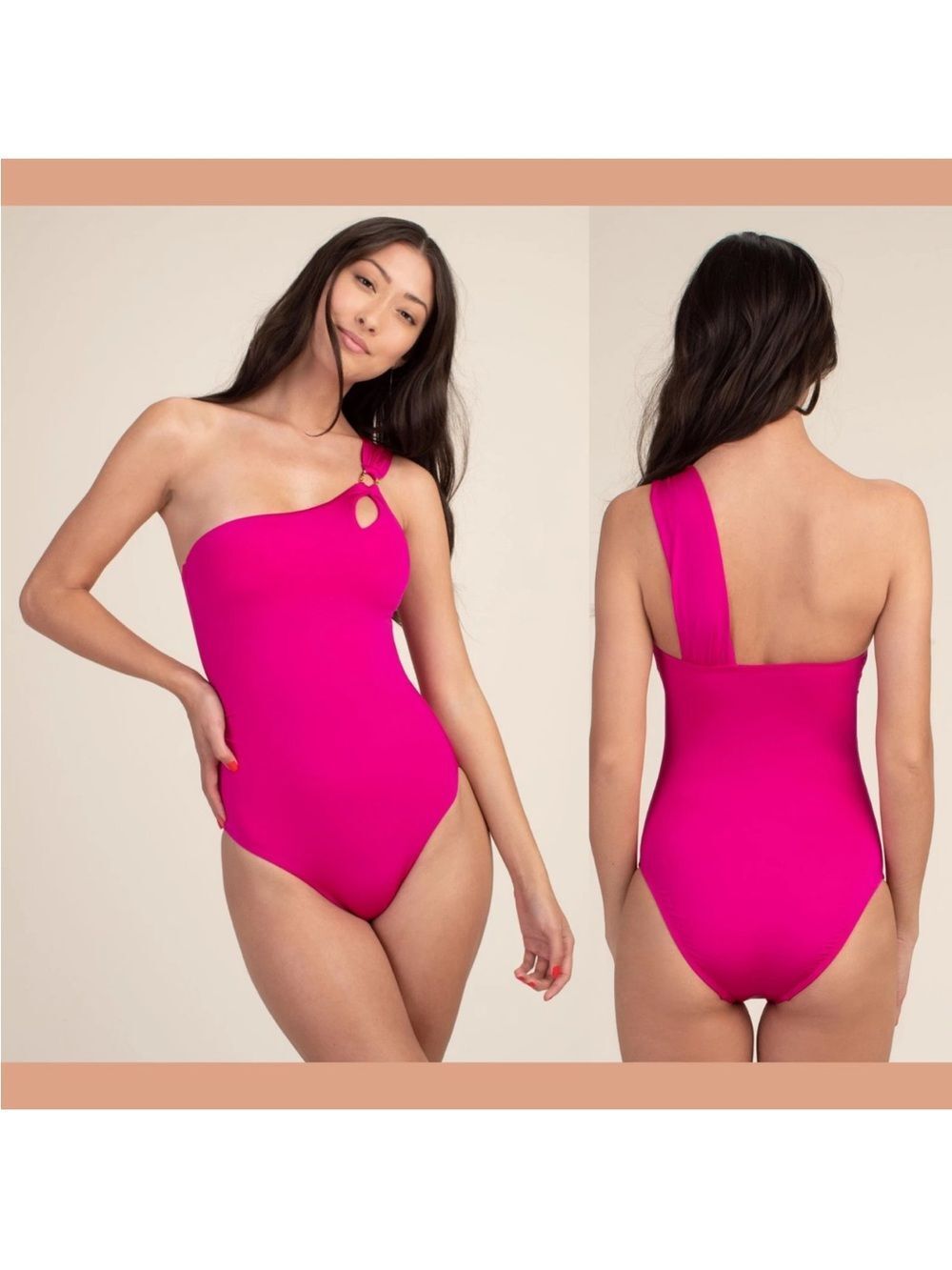 NEW $142 Trina Turk Getaway Solid One Shoulder One-Piece Swimsuit [SZ 4 ]
